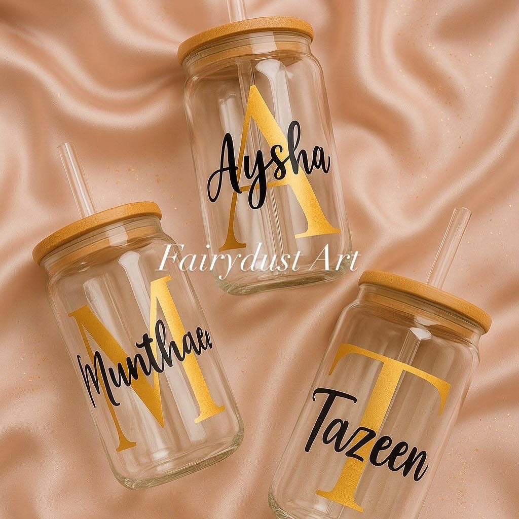Vaso personalizado con nombre y letra inicial